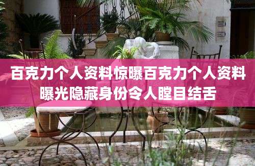 百克力个人资料惊曝百克力个人资料曝光隐藏身份令人瞠目结舌