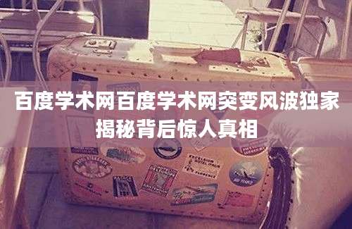 百度学术网百度学术网突变风波独家揭秘背后惊人真相