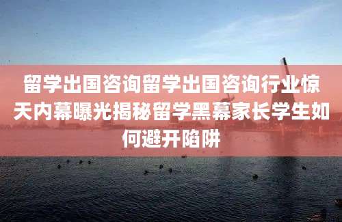 留学出国咨询留学出国咨询行业惊天内幕曝光揭秘留学黑幕家长学生如何避开陷阱