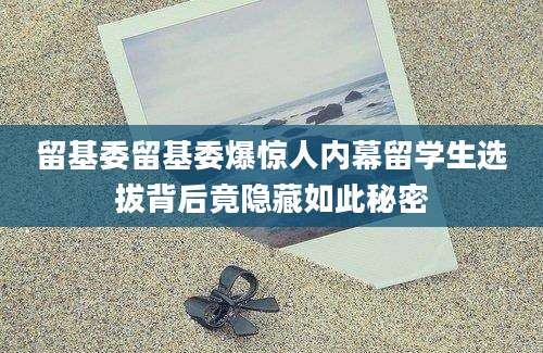 留基委留基委爆惊人内幕留学生选拔背后竟隐藏如此秘密
