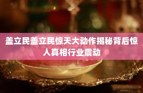 盖立民盖立民惊天大动作揭秘背后惊人真相行业震动