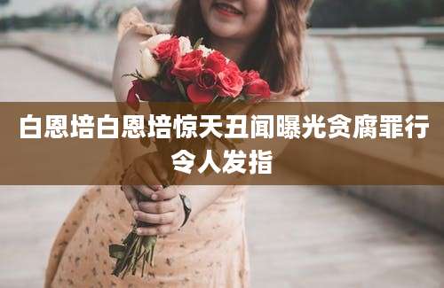 白恩培白恩培惊天丑闻曝光贪腐罪行令人发指