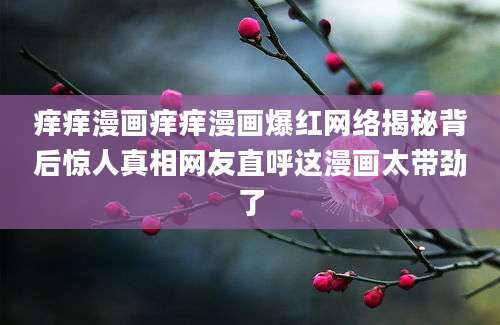 痒痒漫画痒痒漫画爆红网络揭秘背后惊人真相网友直呼这漫画太带劲了