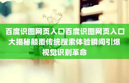 百度识图网页入口百度识图网页入口大揭秘颠覆传统搜索体验瞬间引爆视觉识别革命