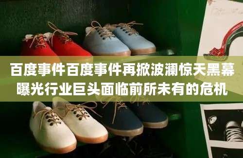 百度事件百度事件再掀波澜惊天黑幕曝光行业巨头面临前所未有的危机