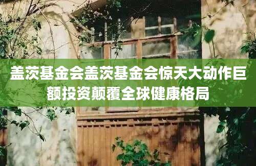 盖茨基金会盖茨基金会惊天大动作巨额投资颠覆全球健康格局
