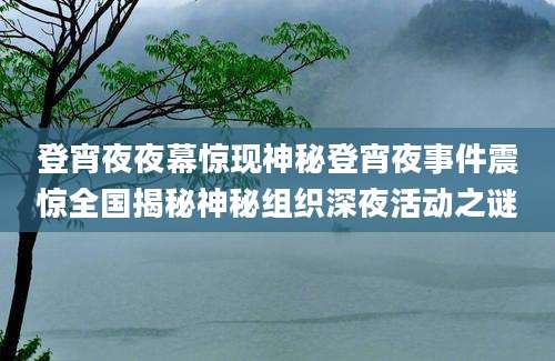 登宵夜夜幕惊现神秘登宵夜事件震惊全国揭秘神秘组织深夜活动之谜