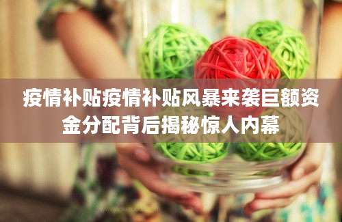 疫情补贴疫情补贴风暴来袭巨额资金分配背后揭秘惊人内幕