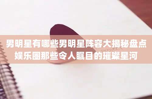 男明星有哪些男明星阵容大揭秘盘点娱乐圈那些令人瞩目的璀璨星河