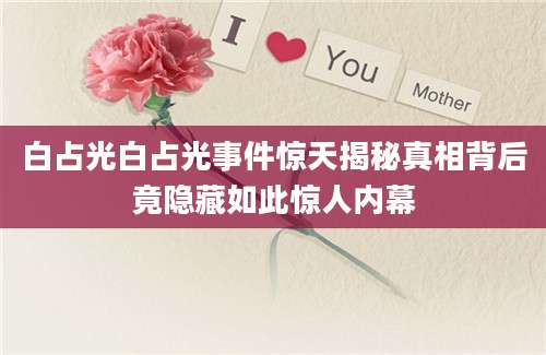 白占光白占光事件惊天揭秘真相背后竟隐藏如此惊人内幕