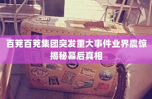 百茺百茺集团突发重大事件业界震惊揭秘幕后真相