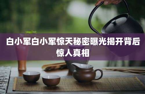 白小军白小军惊天秘密曝光揭开背后惊人真相