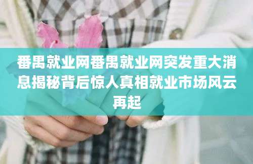 番禺就业网番禺就业网突发重大消息揭秘背后惊人真相就业市场风云再起