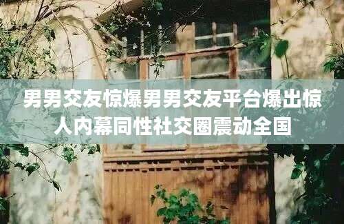 男男交友惊爆男男交友平台爆出惊人内幕同性社交圈震动全国