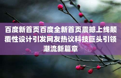 百度新首页百度全新首页震撼上线颠覆性设计引发网友热议科技巨头引领潮流新篇章