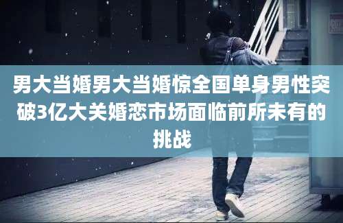 男大当婚男大当婚惊全国单身男性突破3亿大关婚恋市场面临前所未有的挑战