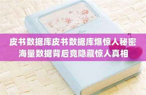 皮书数据库皮书数据库爆惊人秘密海量数据背后竟隐藏惊人真相