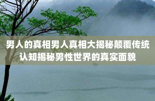 男人的真相男人真相大揭秘颠覆传统认知揭秘男性世界的真实面貌