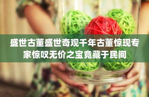 盛世古董盛世奇观千年古董惊现专家惊叹无价之宝竟藏于民间