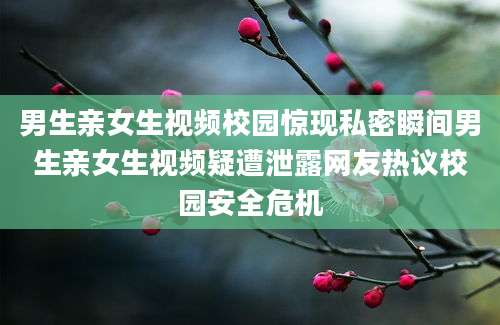 男生亲女生视频校园惊现私密瞬间男生亲女生视频疑遭泄露网友热议校园安全危机
