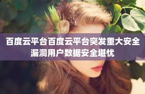 百度云平台百度云平台突发重大安全漏洞用户数据安全堪忧