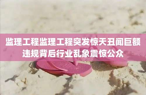 监理工程监理工程突发惊天丑闻巨额违规背后行业乱象震惊公众