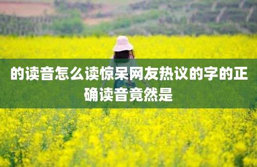 的读音怎么读惊呆网友热议的字的正确读音竟然是