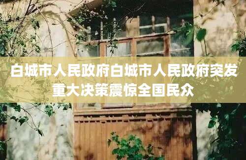 白城市人民政府白城市人民政府突发重大决策震惊全国民众