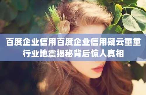 百度企业信用百度企业信用疑云重重行业地震揭秘背后惊人真相