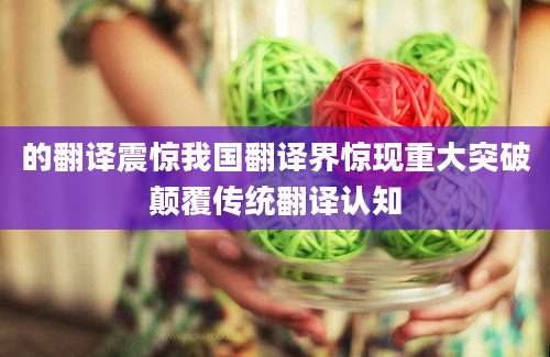 的翻译震惊我国翻译界惊现重大突破颠覆传统翻译认知