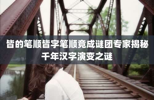 皆的笔顺皆字笔顺竟成谜团专家揭秘千年汉字演变之谜