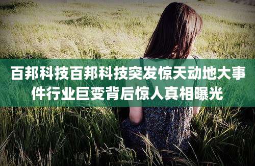 百邦科技百邦科技突发惊天动地大事件行业巨变背后惊人真相曝光