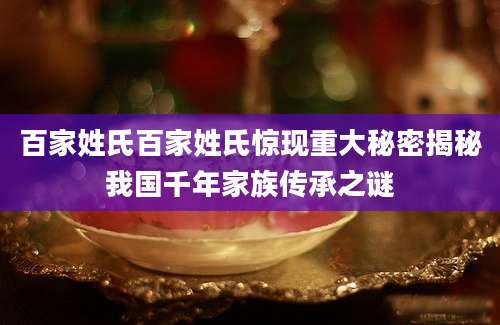 百家姓氏百家姓氏惊现重大秘密揭秘我国千年家族传承之谜