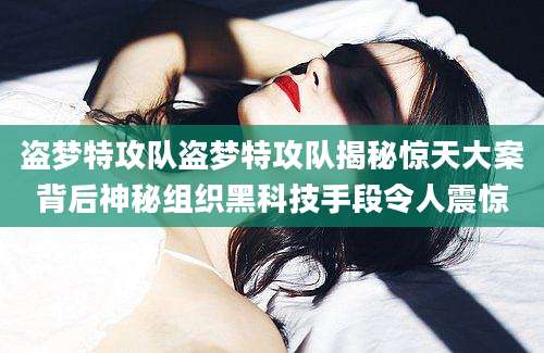 盗梦特攻队盗梦特攻队揭秘惊天大案背后神秘组织黑科技手段令人震惊