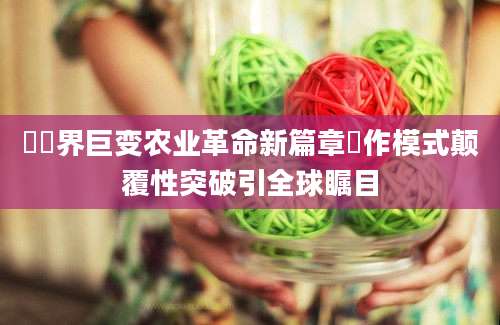 畊畊界巨变农业革命新篇章畊作模式颠覆性突破引全球瞩目