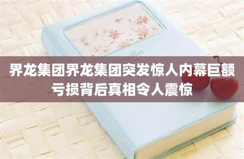 界龙集团界龙集团突发惊人内幕巨额亏损背后真相令人震惊