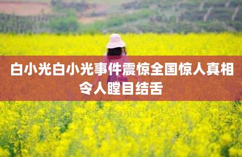 白小光白小光事件震惊全国惊人真相令人瞠目结舌