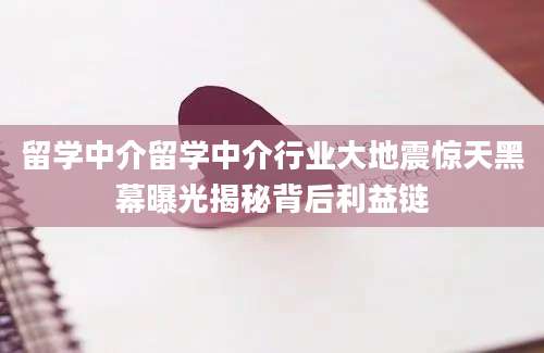 留学中介留学中介行业大地震惊天黑幕曝光揭秘背后利益链