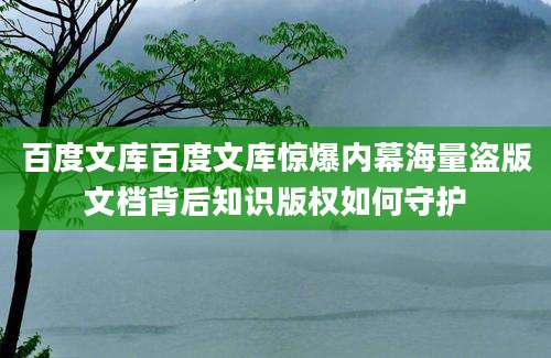百度文库百度文库惊爆内幕海量盗版文档背后知识版权如何守护