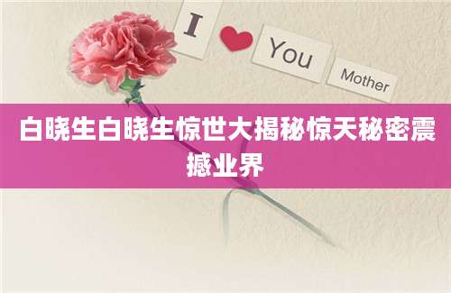 白晓生白晓生惊世大揭秘惊天秘密震撼业界
