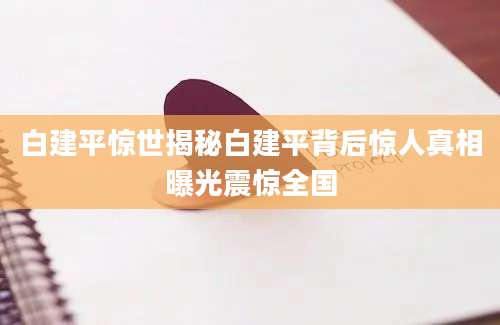 白建平惊世揭秘白建平背后惊人真相曝光震惊全国