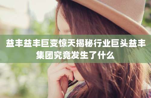 益丰益丰巨变惊天揭秘行业巨头益丰集团究竟发生了什么