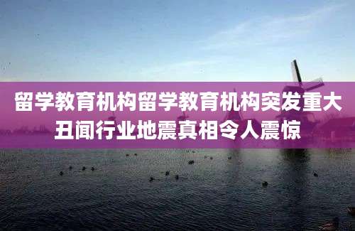留学教育机构留学教育机构突发重大丑闻行业地震真相令人震惊