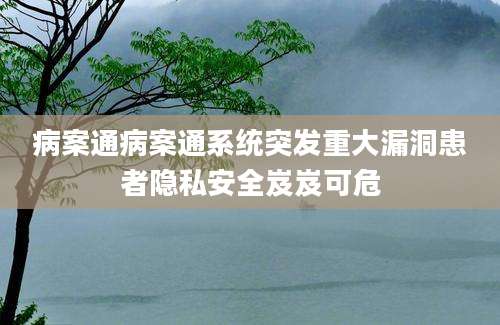病案通病案通系统突发重大漏洞患者隐私安全岌岌可危