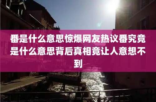 番是什么意思惊爆网友热议番究竟是什么意思背后真相竟让人意想不到