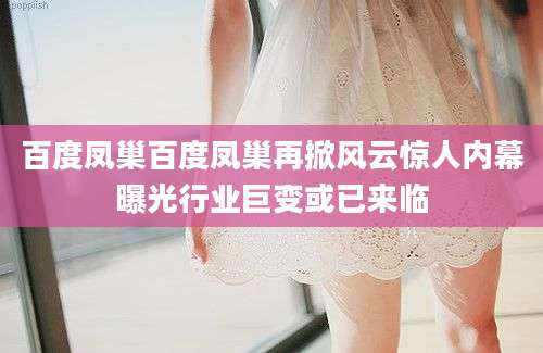 百度凤巢百度凤巢再掀风云惊人内幕曝光行业巨变或已来临