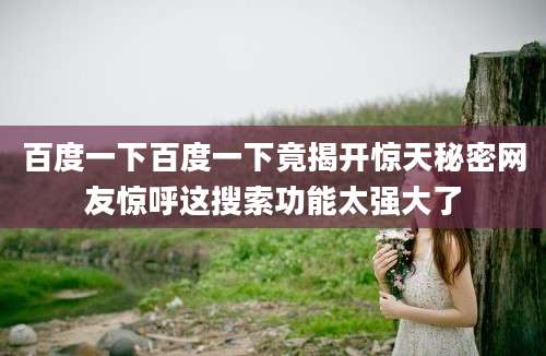 百度一下百度一下竟揭开惊天秘密网友惊呼这搜索功能太强大了