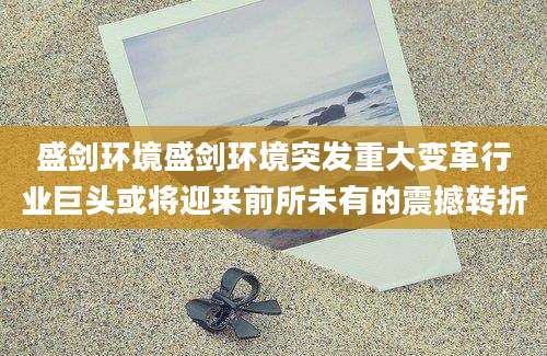 盛剑环境盛剑环境突发重大变革行业巨头或将迎来前所未有的震撼转折