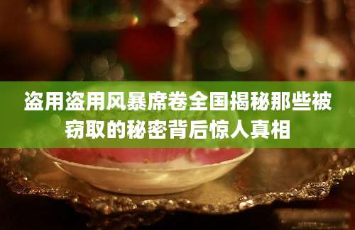盗用盗用风暴席卷全国揭秘那些被窃取的秘密背后惊人真相