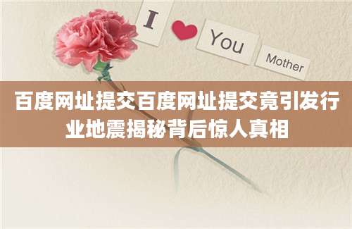百度网址提交百度网址提交竟引发行业地震揭秘背后惊人真相